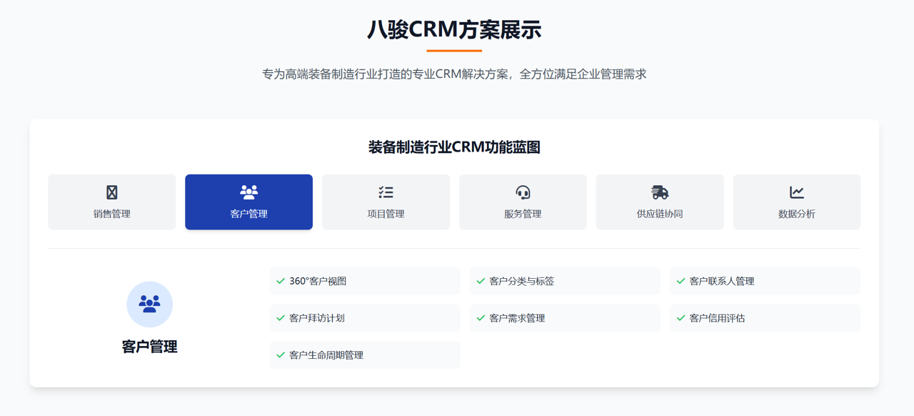 八駿高端裝備制造CRM方案